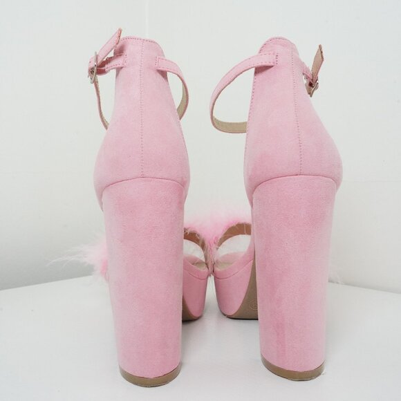 Pink Feather Block Heels – Size 9 - Picture 4 of 6